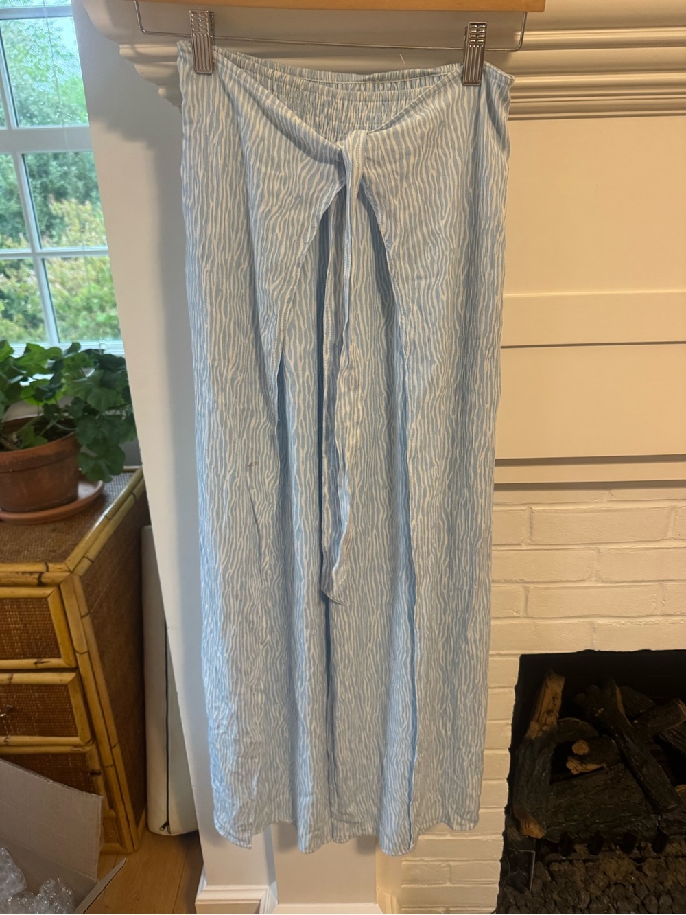 J. McLaughlin Pale Blue Striped Tie-Waist Maxi Skirt